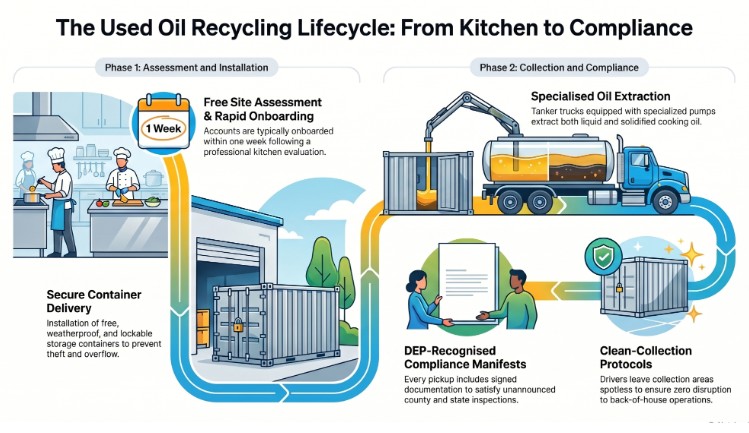How Does GreasePros Recycling's Used Cooking Oil Pickup Service Work?