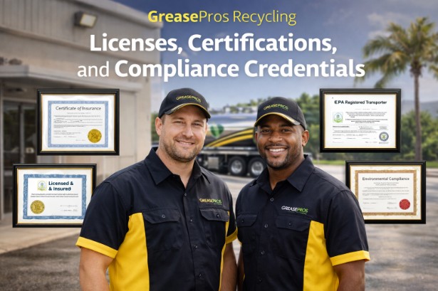 GreasePros Recycling Licenses, Certifications, and Compliance Credentials