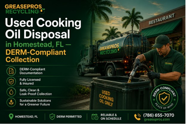 Used Cooking Oil Disposal in Homestead, FL — DERM-Compliant Collection
